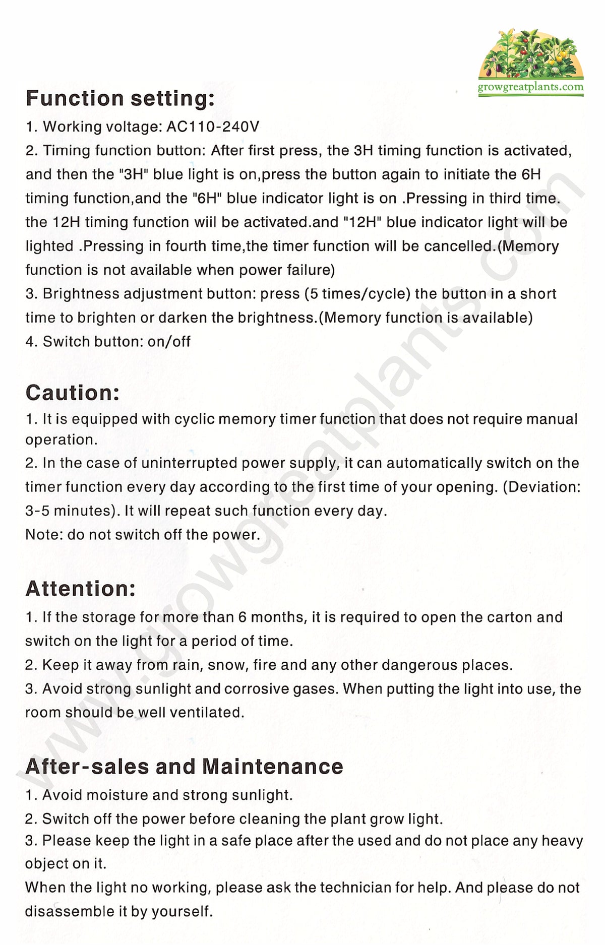45w LED Grow Light Manual Page 4